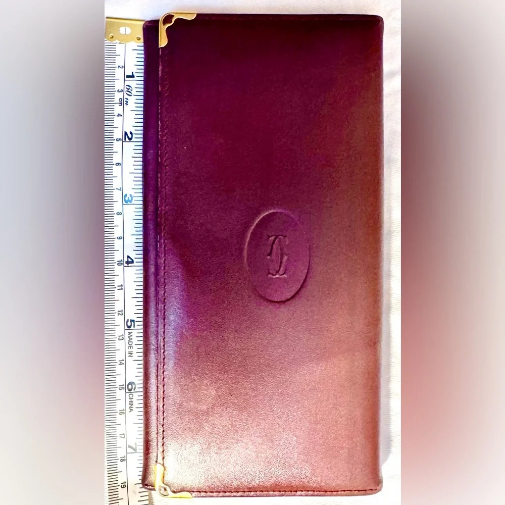 Vintage Cartier Must de Cartier Bordeaux Continental Wallet – Goldtone Corners